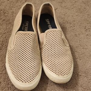 Sperry Men's Beige Perforated Slip-Ons